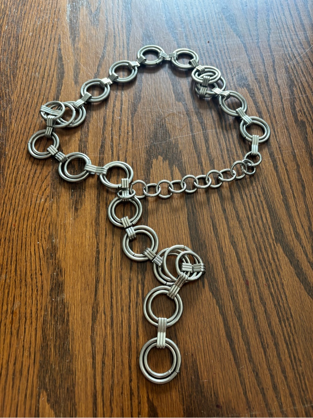 3 for $30- Y2K Silver-Tone Linked Circle Y-Style Adjustable  Belt